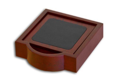 Dacasso Rosewood and Leather 4 Coaster Set