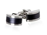 Beveled Dark Gray Fiber Optic Cufflinks in Silver with Presentation Box