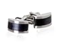 Beveled Dark Gray Fiber Optic Cufflinks in Silver with Gift Box