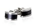 Beveled Dark Gray Fiber Optic Cufflinks in Silver with Presentation Box