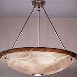 00-0690-81-98 U Pendant in Satin Nickel and white with rust carving alabaster by LEDS