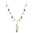 Brown Champagne CZ Briolette Silver Y Necklace With Cluster