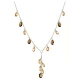 Brown Champagne CZ Briolette Silver Y Necklace With Cluster