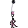Black Anodized PINK Jeweled Initial Belly Ring-LETTER "R"