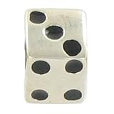 Quiges Beads Sterling Silver Dice Bead for Pandora/Troll/Chamilia etc necklaces and bracelets
