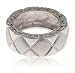 Quilted Silver CZ Mens Ring Band