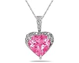 Pink Topaz & Dimaond Heart Pendant in White Gold
