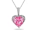Pink Topaz & Dimaond Heart Pendant in White Gold