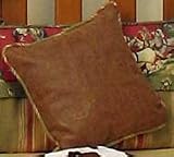 Buck-A-Roo Brown Faux Leather Pillow with Multi Stripe Cord