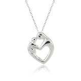 Big Save  Sterling Silver Mother and Child Heart Pendant Necklace, 18