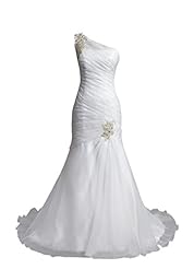 Sexy Organza/Satin/Taffeta Belted Beaded Lace Mermaid One Shoulder  Dress with a Court Train 