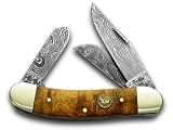 HEN & ROOSTER AND Burl Wood Damascus Sowbelly Pocket Knife Knives