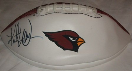 Kurt Warner Autographed Arizona Cardinals Logo Football W/PROOF, Picture of Kurt Signing For Us. St. Louis Rams, MVP, Dancing With The Stars