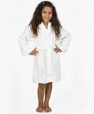 TowelSelections Hooded Kids Bathrobe – 100% Turkish Cotton, Velour Robe for Boys and Girls, Terry Cloth Inside, Made in Turkey, White