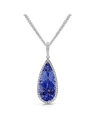 9.04Ct Pear Cut Sapphire & VS Diamond Accented Pendant 18k Gold