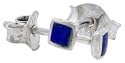 Very Tiny Square Natural Lapis Stud Earrings 1/8" X 1/8" (3mm X 3mm)