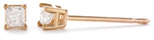 10k Yellow Gold Princess Diamond Stud Earrings (1/5 cttw, J-K Color, I2-I3 Clarity)