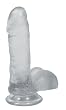 Doc Johnson Crystal Jellie Ballsy Cock 6" With Suction Cup Base, Clear
