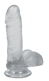 Doc Johnson Crystal Jellie Ballsy Cock 6" With Suction Cup Base, Clear