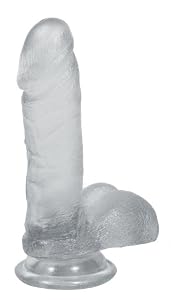 Doc Johnson Crystal Jellie Ballsy Dong 6-Inch with Suction Cup Base, Clear