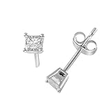 Search : 0.25 cttw 14K White Gold Princess Diamond Stud Earrings
