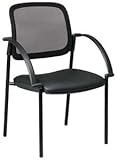 IMAGE OF Screen Back and Faux Leather Seat Visitors Chair with Black Frame and Arms