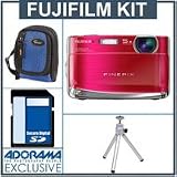 Fujifilm FinePix Z70 Digital Camera Kit,- Raspberry - with 4GB SD Memory Card, Camera Case , Table Top Tripod,