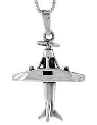 Sterling Silver Airplane Pendant, 1 3/8 inch tall