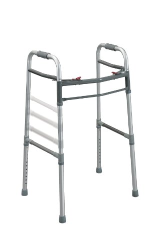 Medical Walkers Aluminum Adult / Junior Gray Deluxe Designer Two Button Folding Universal Walker
