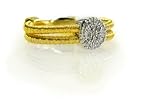 18K Yellow Gold, Matte-Finish Double-Strand Hand-Woven Mesh Ring, Enhanced with Pave Set Diamonds.