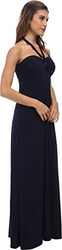 Tbags Los Angeles Women's Bandeau Halter Maxi Navy Dress MD
