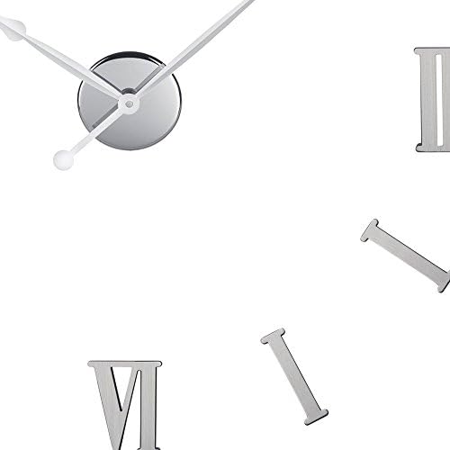 Aoklea Luxury Art Clock DIY 3D Wall Clock Roman Numerals Large Size Mirrors Surface Home Decor(Silver)