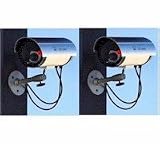 2 Bullet Outdoor Fake Security Cameras with LED Light