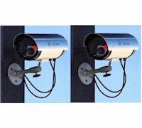 2 Bullet Outdoor Fake Security Cameras with LED Light