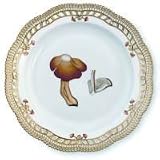 Royal Copenhagen Flora Danica - Fungi Collection Plate w/ Perforated Border 11 1/2 in. - Almond Wood