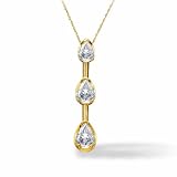 1 Carat Pear Shape Three Stone Pendant in 14K white gold