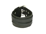 Neptune Giftware Black Leather Double Strap Cuff Wrap Around Gothic Wristband Bracelet With Buckle Fastening - 51