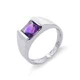 Sterling Silver Square Amethyst Ring