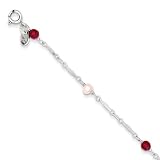 Sterling Silver Cultured Pearl & Strawberry Quartz Beaded Anklet