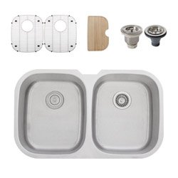 Undermount 16 Gauge Stainless Steel Double-Bowl Kitchen Sink