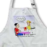 Sausage Link Restaurant - BLACK Full Length Apron With Pockets 22w X 30l by 3dRose LLC