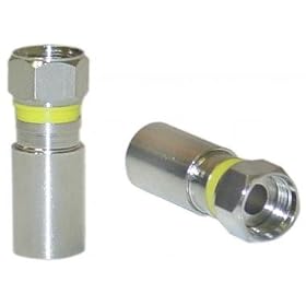RG6 Weatherproof F-Pin Compression Connector Yellow Band