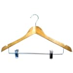 Bamboo Coordinate Curved Hanger with Clips -100 Hangers-