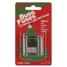 BUSSMANN BP/MAS-3X5 CHRISTMAS LIGHT STRING FUSE 3 AMP CD 5