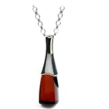 Black Cherry Amber and Sterling Silver Drop Pendant, 18"