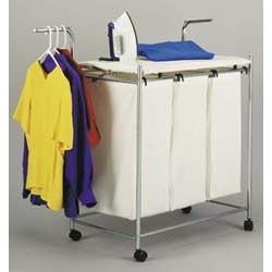 Triple Laundry Sorter and Ironing Combo - (Chrome/Natural)