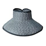 Black & White Knit Color Handwoven Straw Mesh Packable Swinger Hat