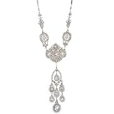 Lee Angel Silver Cubic Zirconia and Crystal Heirloom Necklace