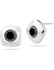 1.00 Ct Black Diamond Stud Earrings in 14K White Gold