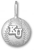 Kansas Jayhawks Solid Sterling Silver ''KU'' Baseball Pendant